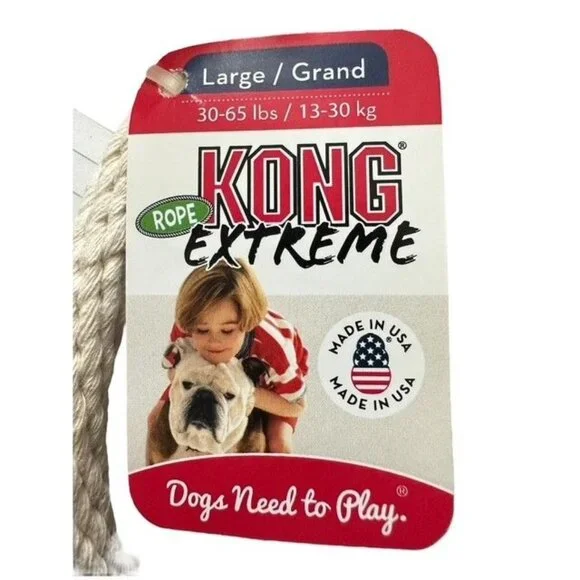 KONG Extreme on Rope Fetch Tug Durable Dog Toy Heavy Chewer Power Chewers NEW - Picture 7 of 11
